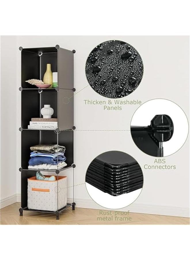 HOOKOR 6 Cube Organizers and Storage, Gray Storage Bookcase Bookshelf, Portable Storage Cubes Bathroom Storage Plastic Storage Shelves for Clothes, Toys, Yarns, Bags, Shoes  - Image 3