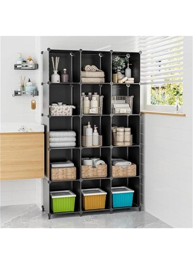 HOOKOR 6 Cube Organizers and Storage, Gray Storage Bookcase Bookshelf, Portable Storage Cubes Bathroom Storage Plastic Storage Shelves for Clothes, Toys, Yarns, Bags, Shoes  - Image 5