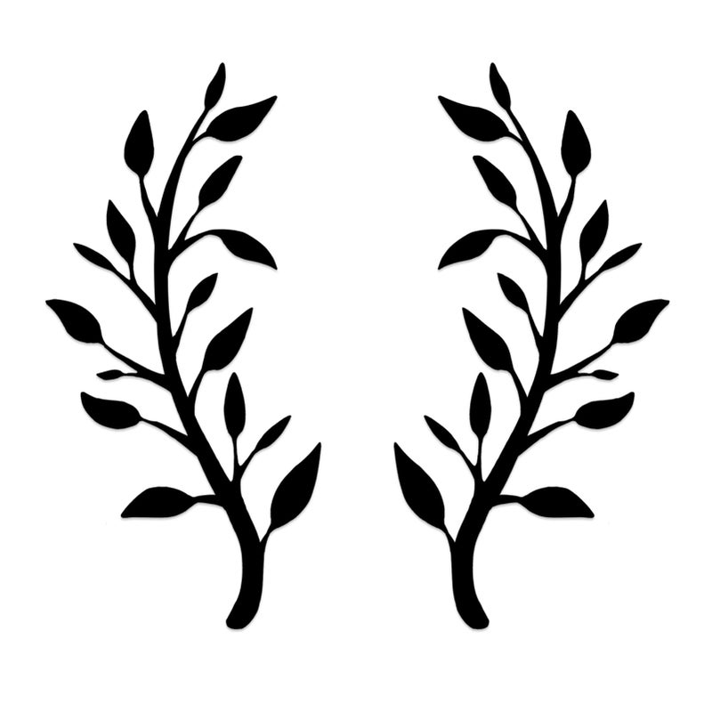 Yuzhuo 2 Pieces Metal Tree Leaf Wall Dcor Branch Leaf Wall Art for Indoor Outdoor Garden Home Bedroom Living Room Decorations Black
