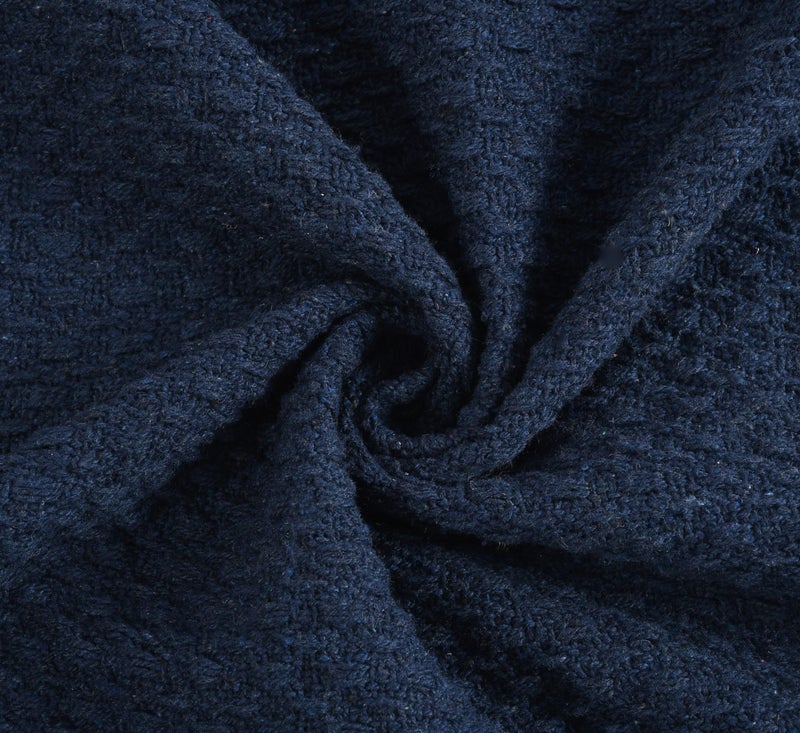 SASHAA WORLD Weaved Navy Cotton Throw | Ideal for Your Home, Living Room, Sofa, Bed, Chair, Picnic & Used for Gift | 130X180 cm - Image 5