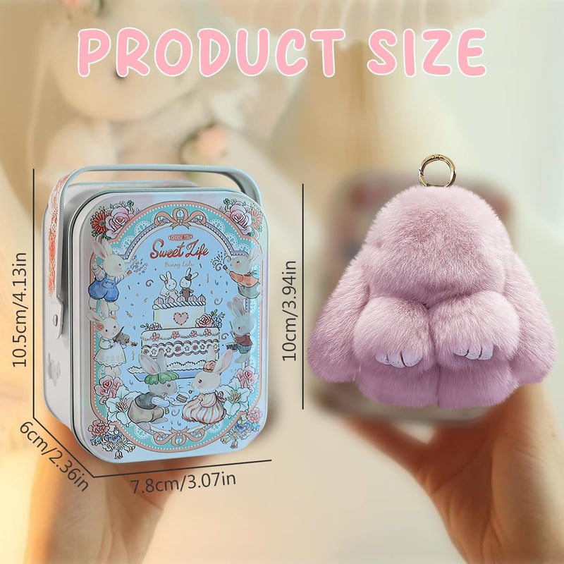 Grenben Bunny lulu Keychain with Tin, Cute Bunny Plush with Exquisite Box, Cute Plush Keychain Thoughtful Gift for Friends - Image 5