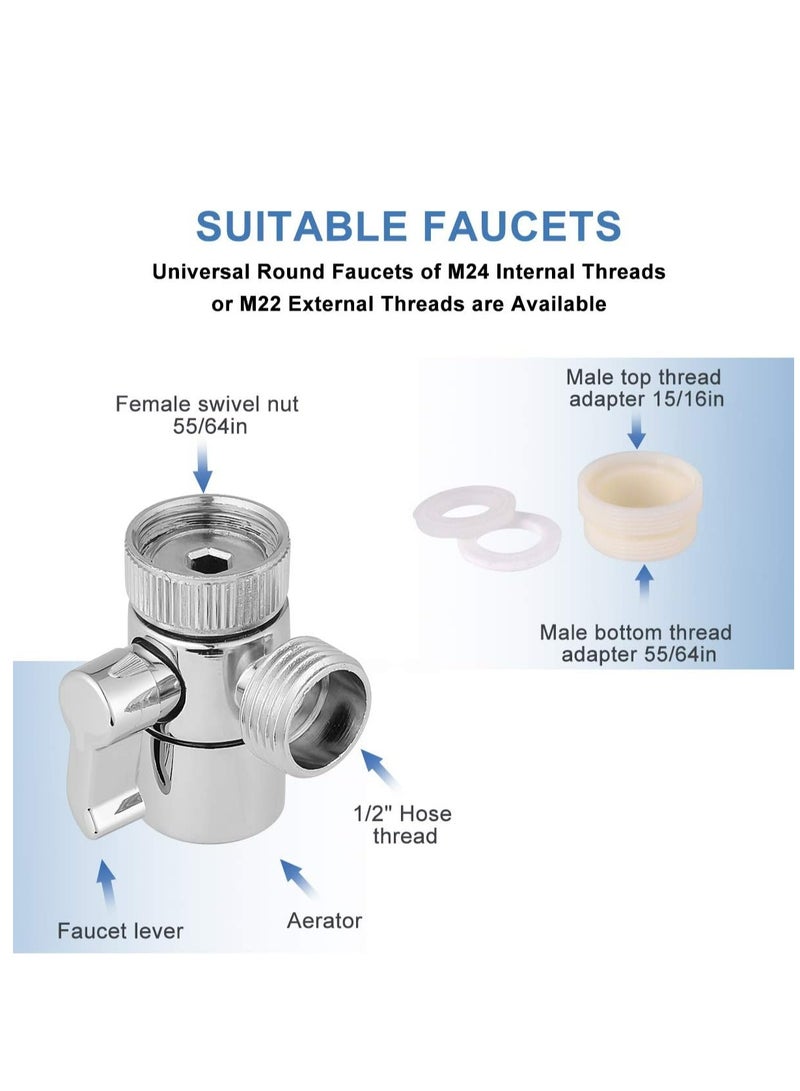 Mike Music Hand Shower Sink Shower Hose Sprayer for Hair Washing,Faucet Rinser Set with Faucet Adapter, Shower Stand and Hose - for Utility Room, Bathroom, Laundry Tub (Water Separator Set) - Image 3