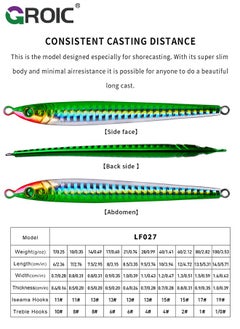 GROIC 5 Pcs Vertical Fishing Jigs Saltwater, Luminous Slow Jigging Pitching Lures, Artificial Lures Fast Jigging Lures, Fast Speed Jig with Luminous, Lead Vertical Jigs 85G  - Image 4