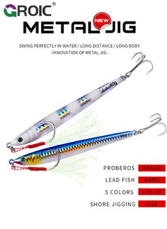 GROIC 5 Pcs Vertical Fishing Jigs Saltwater, Luminous Slow Jigging Pitching Lures, Artificial Lures Fast Jigging Lures, Fast Speed Jig with Luminous, Lead Vertical Jigs 85G  - Image 2