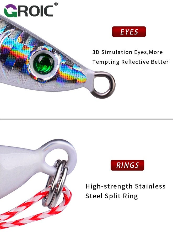 GROIC - 5 Pcs Vertical Fishing Jigs Saltwater, Luminous Slow Jigging Pitching Lures, Artificial Lures Fast Jigging Lures, Fast Speed Jig with Luminous, Lead Vertical Jigs 85G - Image 1