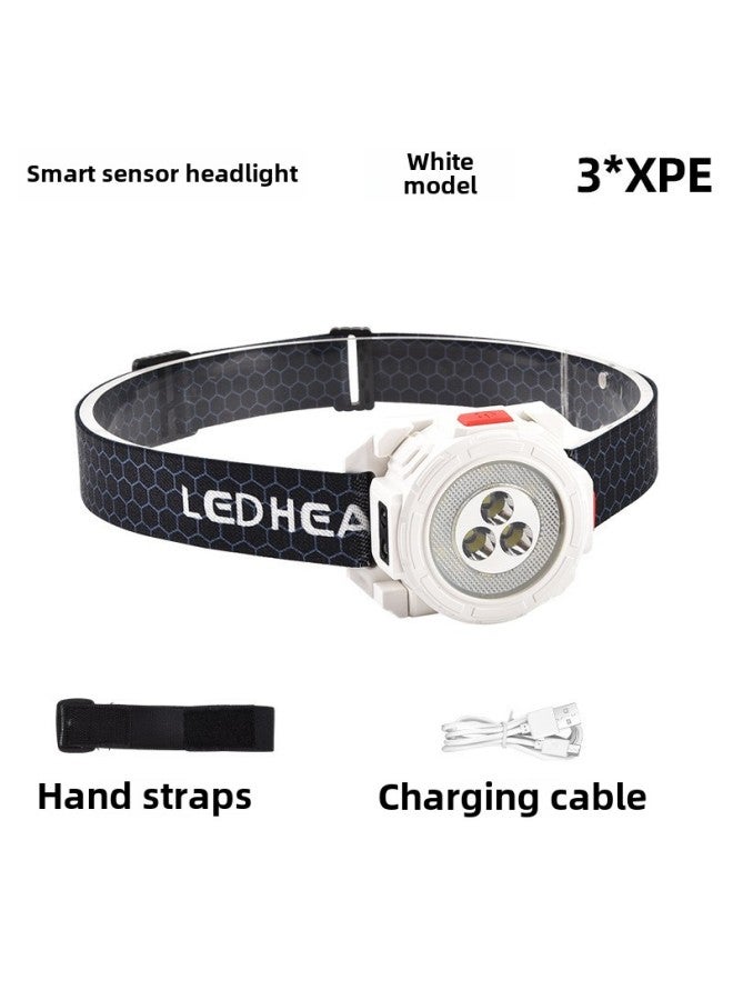 إسكدنيا Outdoor Lighting Induction Headlights Camping Running Searchlights Type-c Charging Led Strong Light Fishing-Color:Black - Image 5