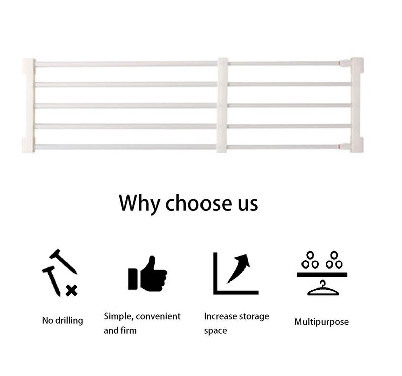 TabEnter Adjustable Shelf Organizer Expandable Closet Shelf and Rod with No Drilling for Wardrobe Cupboard Kitchen Bookcase (11.5" - 15.7") - Image 2