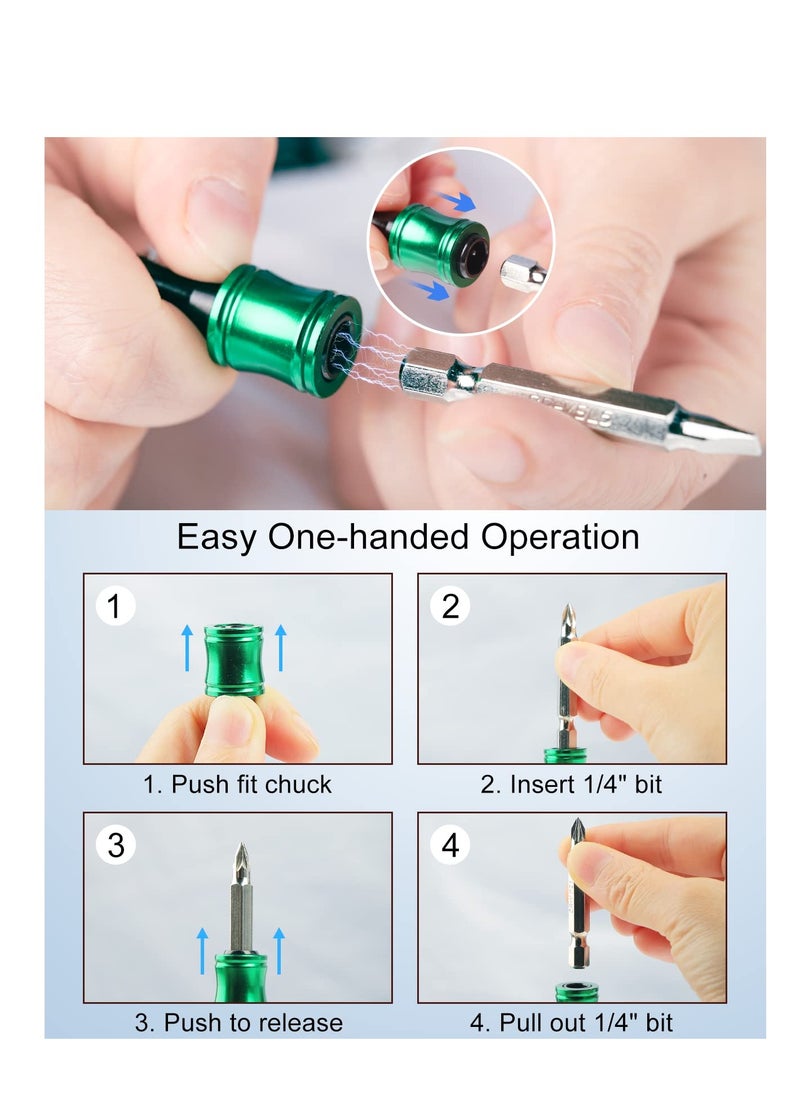SYOSI - 1/4 inch Hex Shank, Aluminum Alloy Screwdriver Bits Holder, Light-weight Quick-change Extension Bar Keychain Drill Screw Adapter Change Portable, Versatile Compatibility (6 pcs with Silver Carabiner) - Image 1