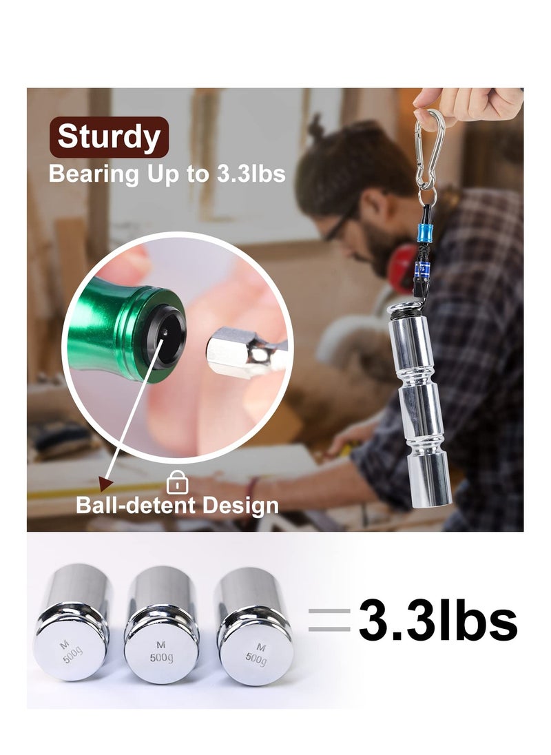 SYOSI - 1/4 inch Hex Shank, Aluminum Alloy Screwdriver Bits Holder, Light-weight Quick-change Extension Bar Keychain Drill Screw Adapter Change Portable, Versatile Compatibility (6 pcs with Silver Carabiner) - Image 1