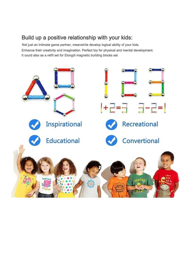 Generic Magnetic Rods Set, Educational Magnetic Building Blocks, 3D Puzzle Toy For Kids, Stacking Toys, Magnetic Blocks, Creative Stem Toys Gift For Kids Toddlers (42Pieces)  - Image 3