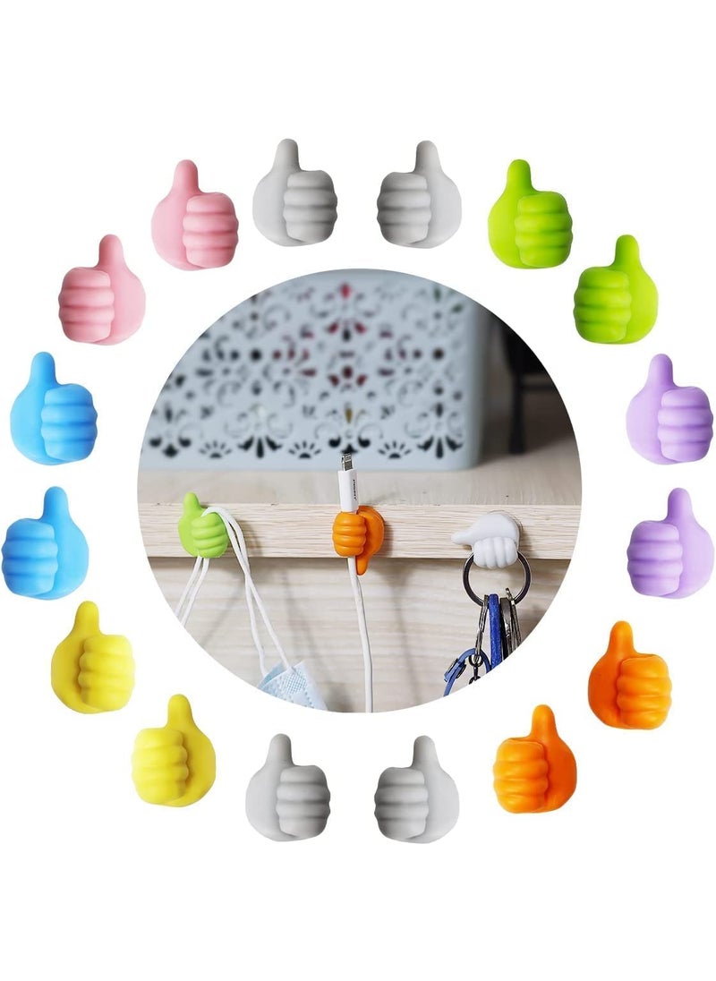 LA NEELJA LA NEELJA Creative Silicone Thumb Wall Hook for Multipurpose Adhesive Silicone Wire Organizer for Key Hanger Bedroom Kitchen Bathroom Office Refrigerator Door Multicolor 18 Pcs  - Image 1