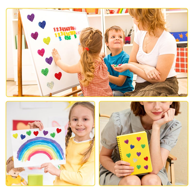 Nelisylux Heart Stickers  Valentines Stickers For Kids  500Pcs 1 Inch Self Adhesive Colorful Glitter Sticker For Reward Classroom Teacher Envelope Seal Mother Day Birthday Wedding Gift Decorative Label Sticker - Image 5