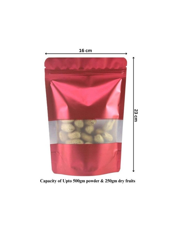 Deera Stand Up Ziplock Reusable Airtight Polyester Storage Pouch (Matte Red)(160mmX230mm)(Pack of 50) - Image 2