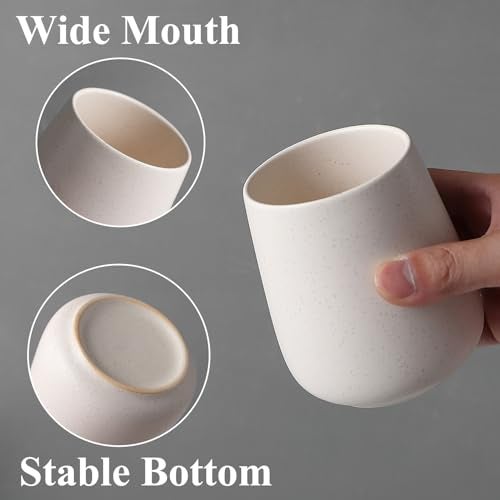 Eyrozia Beige Toothbrush Holder for Bathroom - Ceramic Tooth Brushing Holders, Toothbrush Cup, Toothpaste Organizer for Bathroom Countertop, Makeup Brush Holder, Pen Holder for Home Desktop Storage - Image 3
