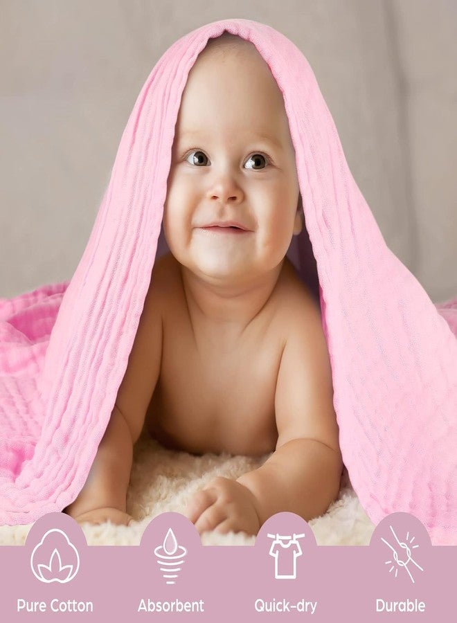 ZAPLES Organic 100% Muslin Cotton Baby Bath Towel Super Absorbent Extra Soft Muslin Bath Towel for Infants, New Born Babies and Toddlers Boys and Girls - 105x105 cm (Pink) - Image 3