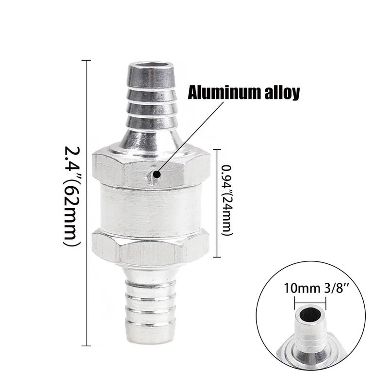 CentIoT - One-Way Non-Return Inline Check Valve - Aluminium Alloy with NBR valve - for fuel Petrol Diesel (10MM) - Image 2