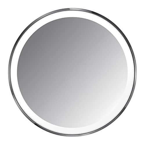 simplehuman Sensor Mirror, Lighted Compact Makeup Magnifying Mirror with Light, Round, Travel Size, Black Stainless Steel - Image 2