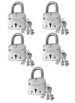 KI SHIELD KI SHIELD Square PAD Lock 70MM ATOOT Square Pad Lock Hardened Shackle Corrosion Resistant 10 Levers 3 Keys Riveted Extra Strong Body Durable Long Life Pack of 4 with One Lock Free  - Image 1