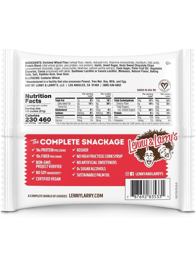 LENNY & LARRY'S البسكويت الكامل، شوكولاتة مزدوجة، مخبوزة ناعمة، 16 جرام بروتين نباتي، نباتية، غير معدلة وراثيًا، بسكويت 4 أونصات (عبوة من 12) - Image 5