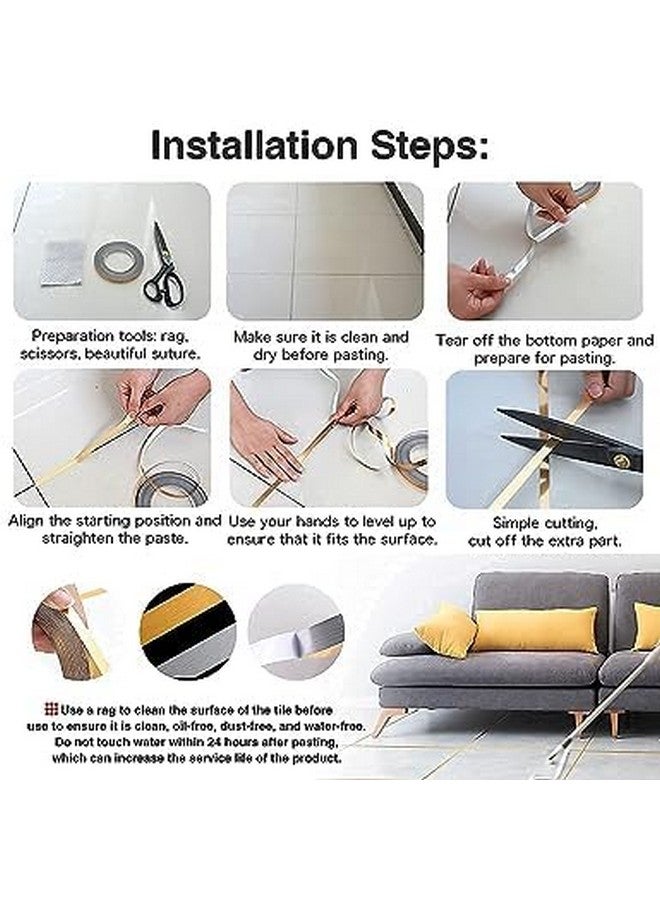 JB Export Silver Tile Sticker Waterproof Gap Sealing Tape Strip Self-Adhesive Decoration Tape for Floor, Tiles and Wall Decoration (0.5cm x 50m) - Image 3