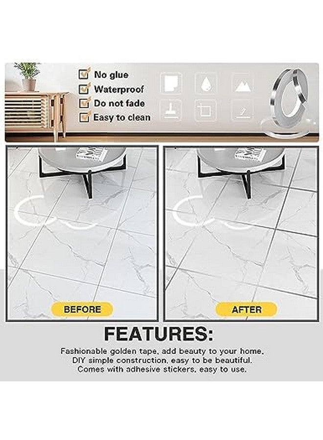 JB Export Silver Tile Sticker Waterproof Gap Sealing Tape Strip Self-Adhesive Decoration Tape for Floor, Tiles and Wall Decoration (0.5cm x 50m) - Image 5