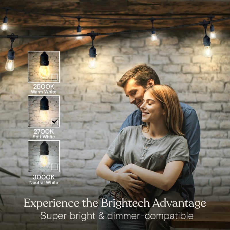 Brightech Ambience Pro - Waterproof LED Outdoor String Lights - Hanging, Dimmable 2W Vintage Edison Bulbs - 48 Ft Commercial Grade Patio Lights Create Cafe Ambience In Your Backyard - Image 4
