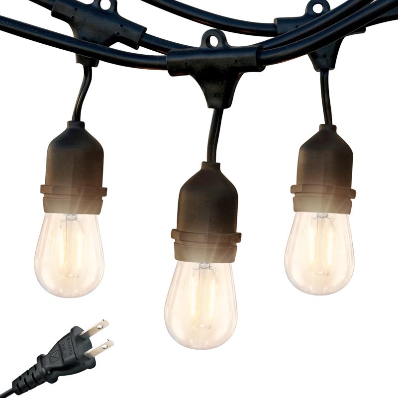 Brightech Ambience Pro - Waterproof LED Outdoor String Lights - Hanging, Dimmable 2W Vintage Edison Bulbs - 48 Ft Commercial Grade Patio Lights Create Cafe Ambience In Your Backyard - Image 1