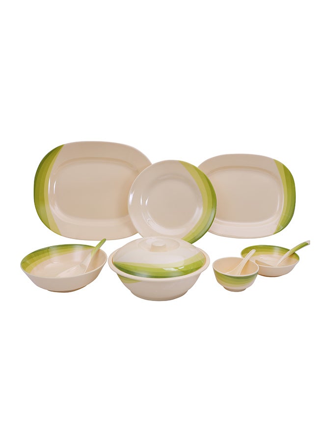 Royalford 64 PCS Melamineware Dinner Set, Ribble Designed,  Includes Oval Plates, Dinner Plates, Dessert Plates, Round Bowls, Soup Bowls, Rice Spoons and Spoons, Freezer-Friendly and Break Resistant| Eco-Friendly and Food-Grade Yellow/Beige - Image 2