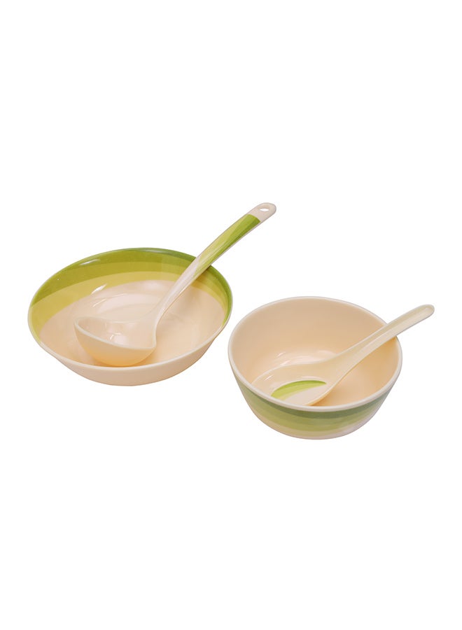 Royalford 64 PCS Melamineware Dinner Set, Ribble Designed,  Includes Oval Plates, Dinner Plates, Dessert Plates, Round Bowls, Soup Bowls, Rice Spoons and Spoons, Freezer-Friendly and Break Resistant| Eco-Friendly and Food-Grade Yellow/Beige - Image 3