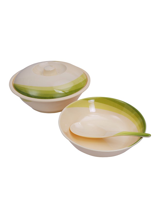 Royalford 64 PCS Melamineware Dinner Set, Ribble Designed,  Includes Oval Plates, Dinner Plates, Dessert Plates, Round Bowls, Soup Bowls, Rice Spoons and Spoons, Freezer-Friendly and Break Resistant| Eco-Friendly and Food-Grade Yellow/Beige - Image 5