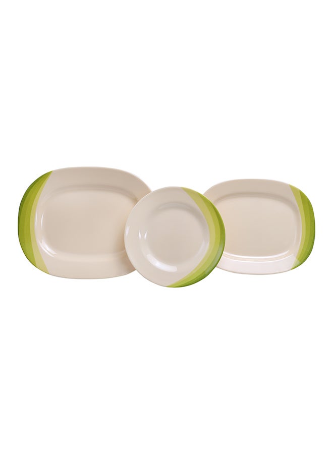 Royalford 64 PCS Melamineware Dinner Set, Ribble Designed,  Includes Oval Plates, Dinner Plates, Dessert Plates, Round Bowls, Soup Bowls, Rice Spoons and Spoons, Freezer-Friendly and Break Resistant| Eco-Friendly and Food-Grade Yellow/Beige - Image 4
