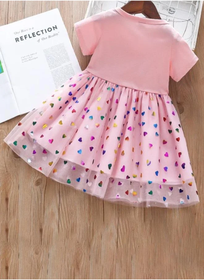 YUNIQEE Pink Fit & Flare Crew Neck Printed Dress