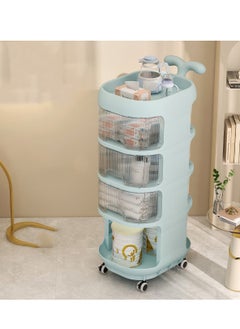 Arabest Baby Diaper Cart with Wheels and Handle 4 Tier Rolling Cart Diaper Organizer with Hanging Diaper Stacker Nursery Caddy Baby Organizer for Storage Baby Clothes, Wipes, Bibs, Changing Table Mats  - Image 1