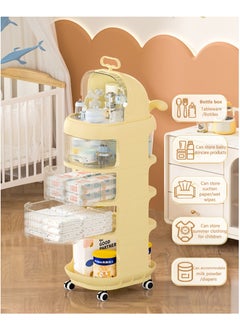 Arabest Baby Diaper Cart with Wheels and Handle 4 Tier Rolling Cart Diaper Organizer with Hanging Diaper Stacker Nursery Caddy Baby Organizer for Storage Baby Clothes, Wipes, Bibs, Changing Table Mats  - Image 3