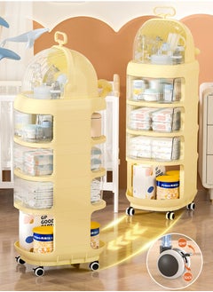 Arabest Baby Diaper Cart with Wheels and Handle 4 Tier Rolling Cart Diaper Organizer with Hanging Diaper Stacker Nursery Caddy Baby Organizer for Storage Baby Clothes, Wipes, Bibs, Changing Table Mats  - Image 5