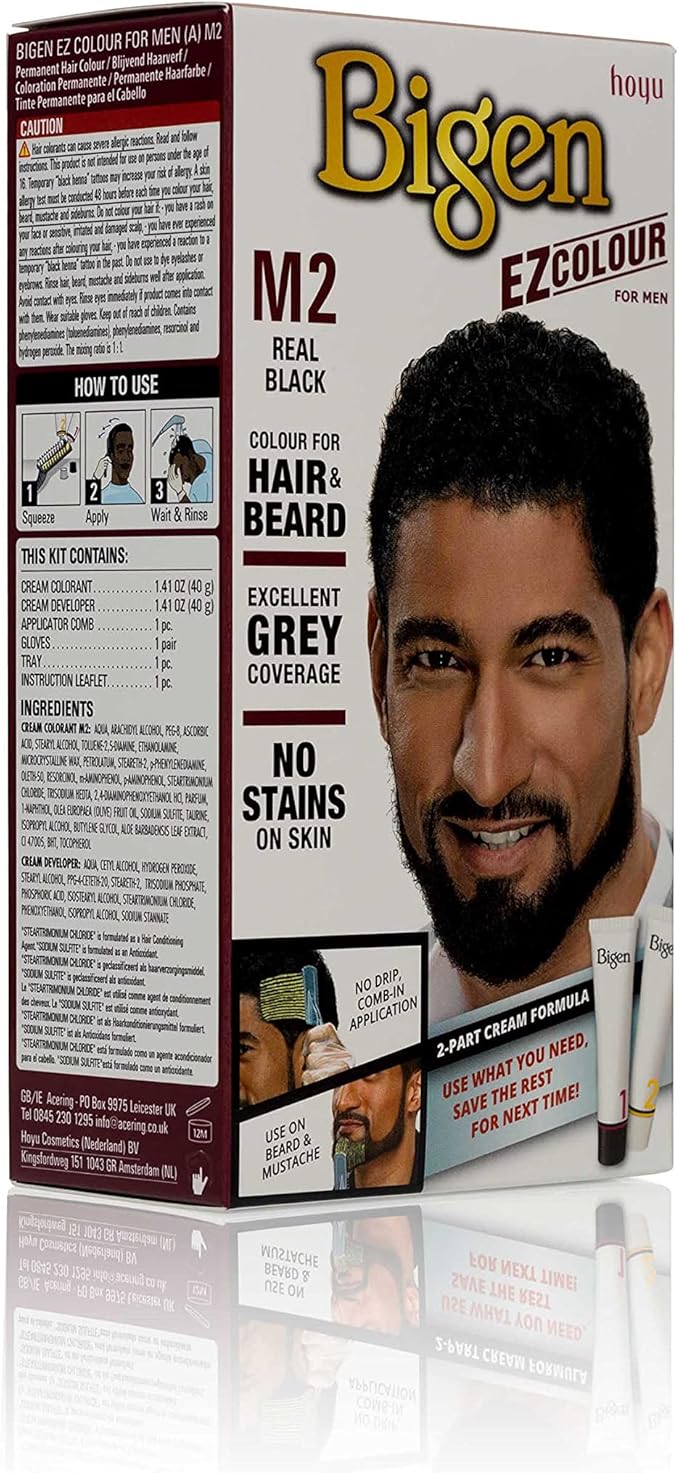 Bigen بيجن EZ لون للرجال لون دائم للشعر واللحية M2 أسود حقيقي