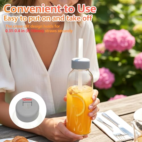 Zukro Water Bottles Replacement Rubber Lids with Straw Hole, Silicone Cap for Luxfuel/Epica/Sursip 10oz/18oz/24oz Glass Bottles With Mouth Opening 1.49 Inch, Press-in Fit, BPA Free, 3 Pack - Image 5