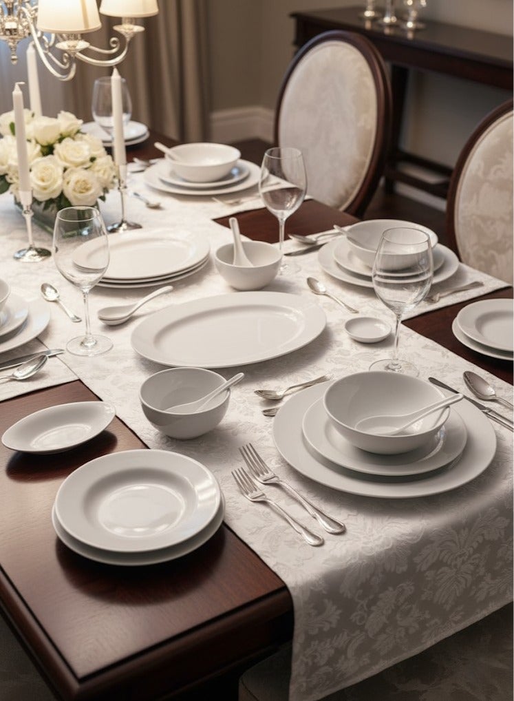 Bin Shihon Melamine Dinner Set 40 Pieces For 6 People White Microwave And Dishwasher Safe - Image 2