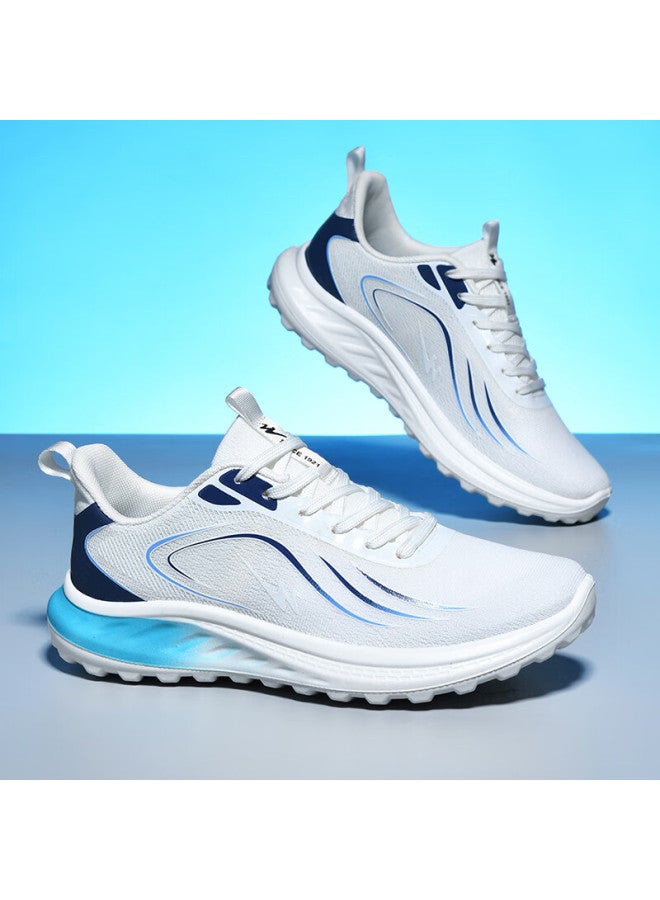 Double Star Eight Shuangxing Bate Running Shoes For Men, Summer Breathable Shock-absorbing Sneakers, Lightweight Versatile Outdoor Casual Shoes For Men, White And Blue, Size 43 - Image 3