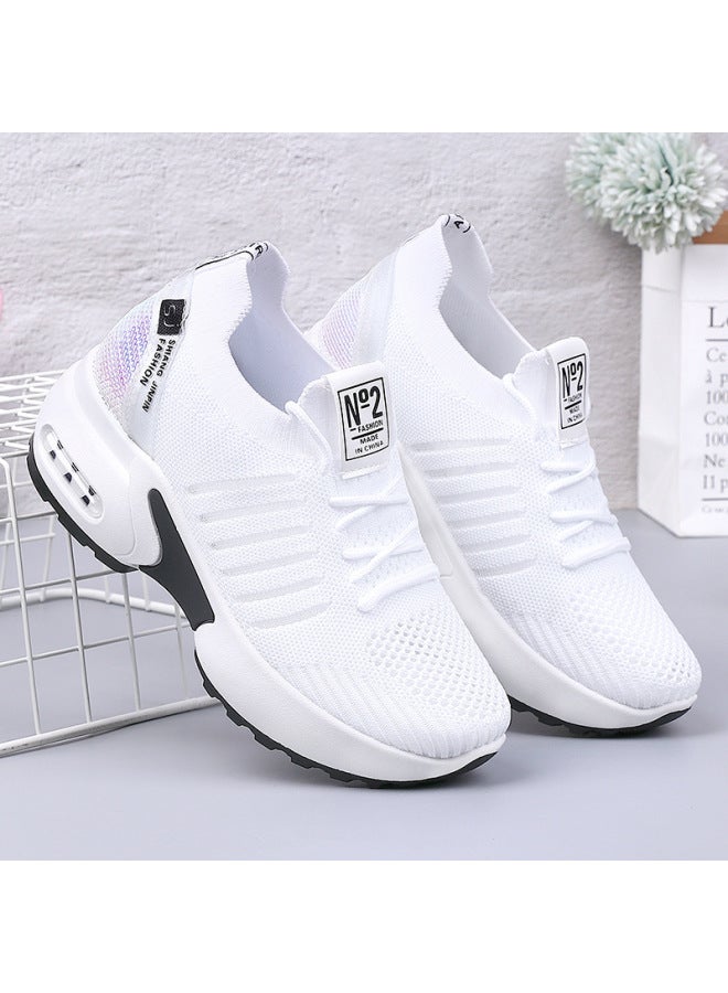 Mesh Inner Height-increasing White Sneakers For Women  Autumn New Model Women's Shoes Breathable Slimming Sports Shoes