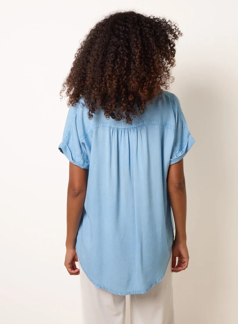 Blue Vanilla Button Front Shirt
