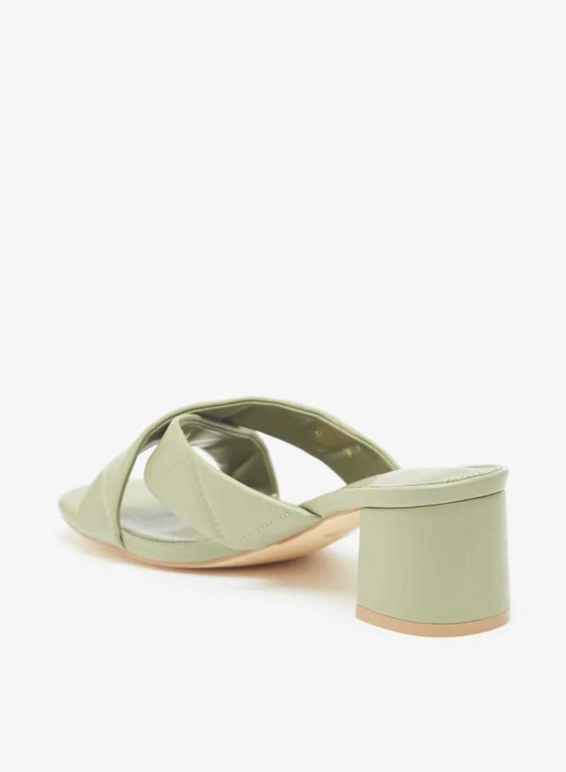 Flora Bella By Shoexpress Womens Quilted Slip On Cross Strap Sandals With Block Heels By Shoexpress