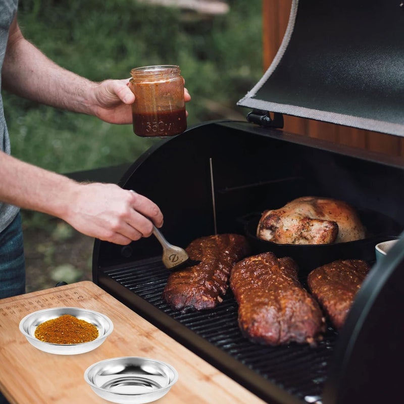 DOITOOL دويدول 10 قطع طبق صلصة من الفولاذ المقاوم للصدأ 3 بوصة طبق صلصة الصويا المصغر أطباق توابل دائرية وعاء غمس السوشي أطباق توابل الشواء أطباق المكونات لتحضير المقبلات - Image 5