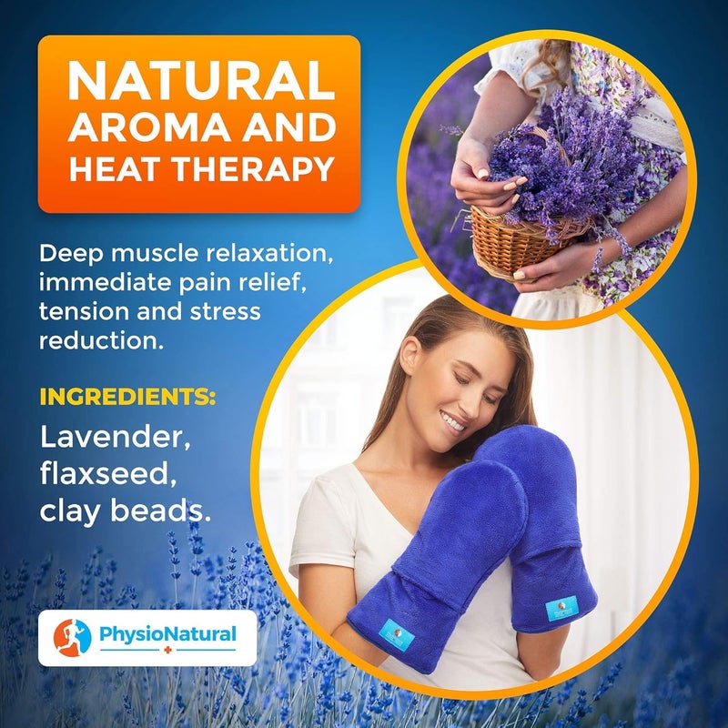 PhysioNatural Microwave Safe Therapy Mittens with Flax Seeds - Moist Heat Therapy Relief for Hands and Fingers for Stiff Joints, Trigger Fingers, Inflammation, Raynauds, Carpal Tunnel, Natural Aromatherapy Gloves - Image 2