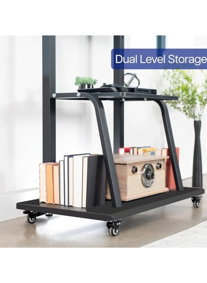 ACPLAY - Mobile TV Cart for 60"-100" Large TVs up to 220lbs, Rolling TV Stand with Wheels, Heavy Duty Base, Height Adjustable with Movable Storage Shelf, Max VESA 1000x600mm - Image 1