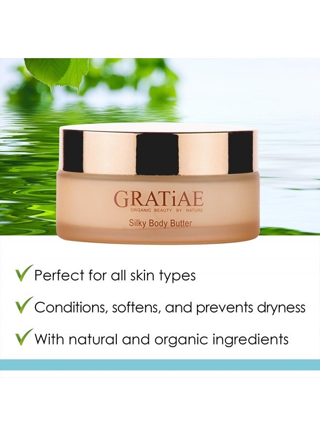 Gratiae organic beauty by nature silky body butter, anti aging skin care shea butter, moisturizer, hydrating stretch mark cream, firming, neck & Décolleté, Apple, Green Tea, and Ginger 5.95Fl.oz - Image 2