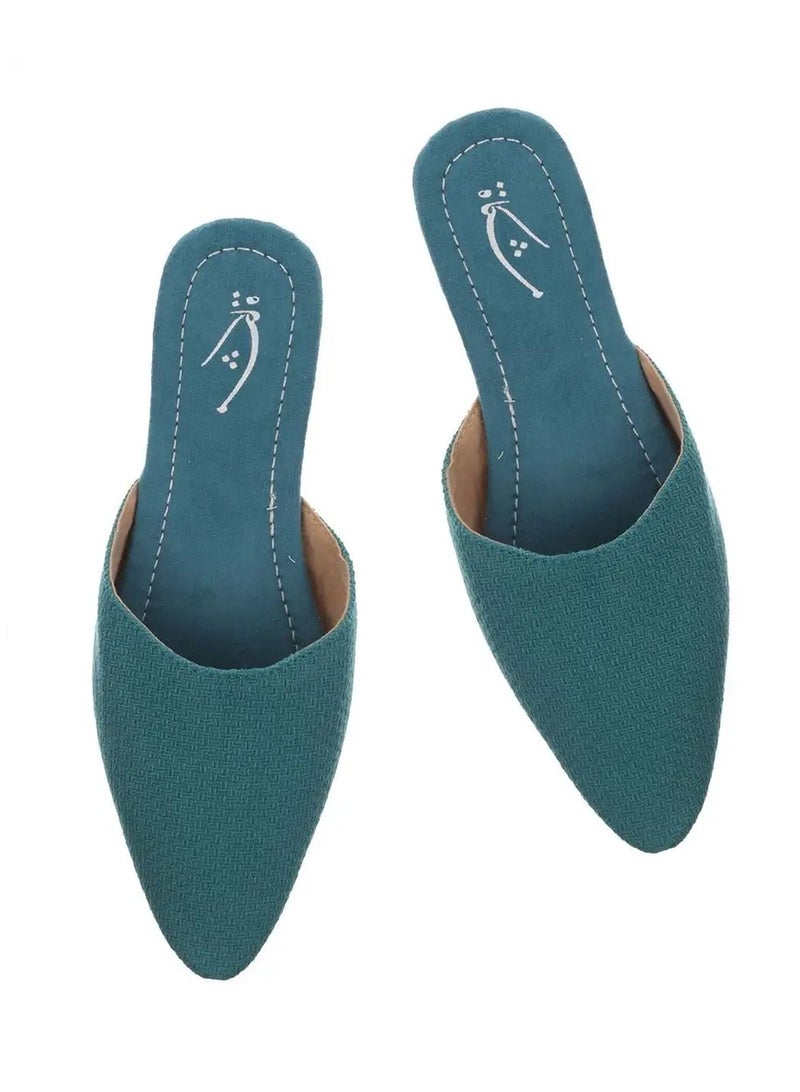 Mishkat Malmas Babouche Slippers for Women (Teal) - Image 2