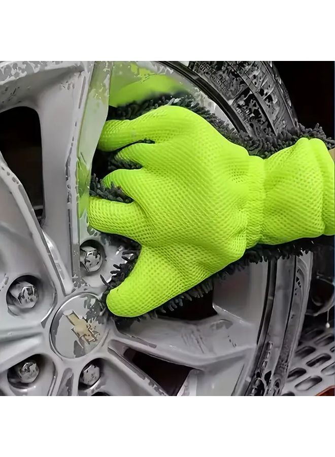 Double Sided Household Cleaning Gloves Microfiber Chenille Coral Fleece Car Wash - Image 5