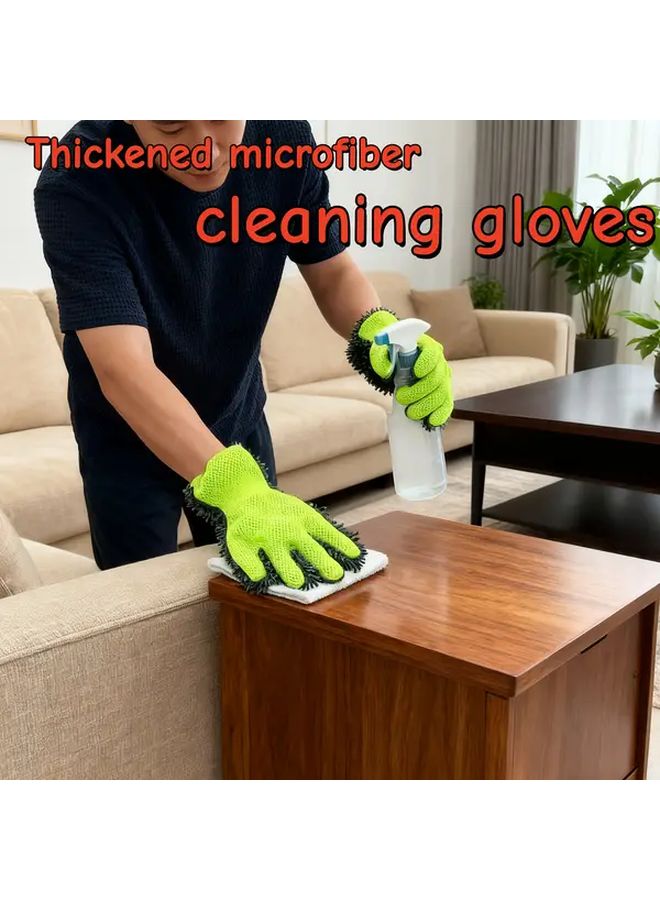 Double Sided Household Cleaning Gloves Microfiber Chenille Coral Fleece Car Wash - Image 2