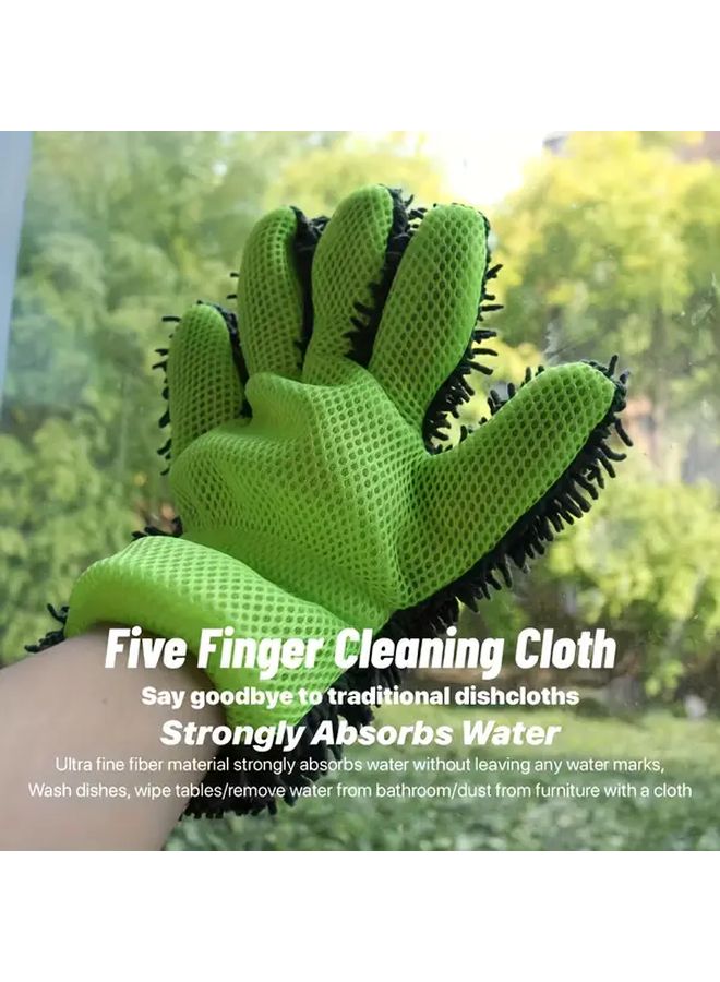 Double Sided Household Cleaning Gloves Microfiber Chenille Coral Fleece Car Wash - Image 3